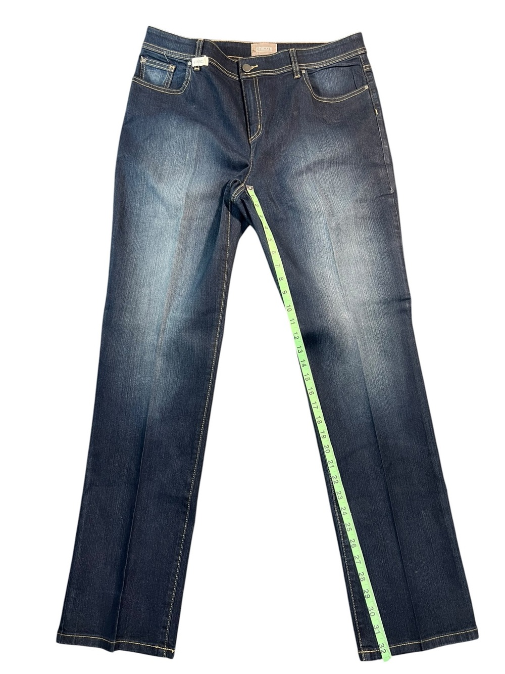 Chicos Dark Wash Denim Blue Jeans Size 2 Cotton Blend Button Zip Closure - Picture 5 of 7